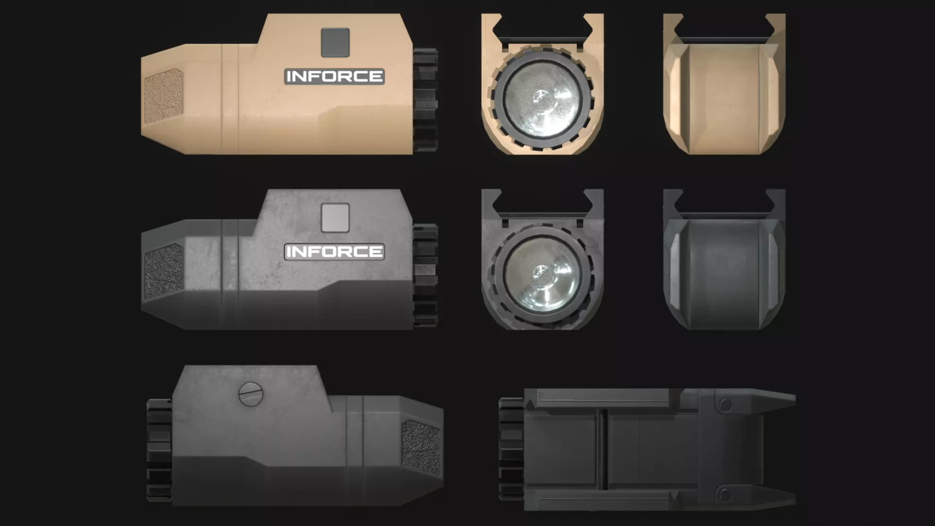 Inforce APLc Pistol Flashlight Attachment - Game Asset Low-poly 3D model_0