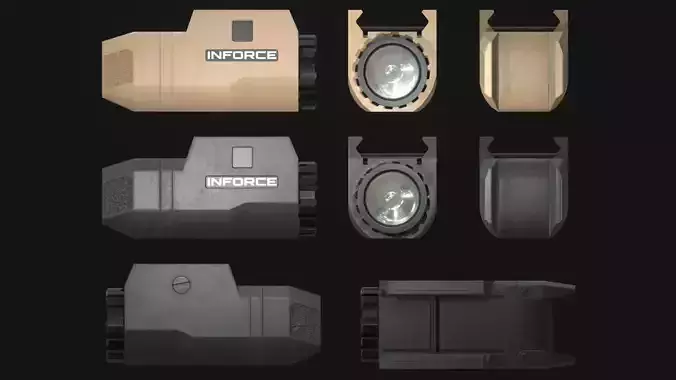 Inforce APLc Pistol Flashlight Attachment - Game Asset Low-poly 3D model
