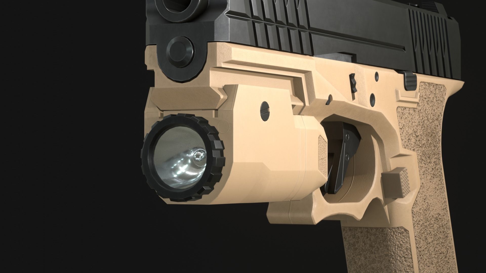 Inforce APLc Pistol Flashlight Attachment - Game Asset Low-poly 3D model_6