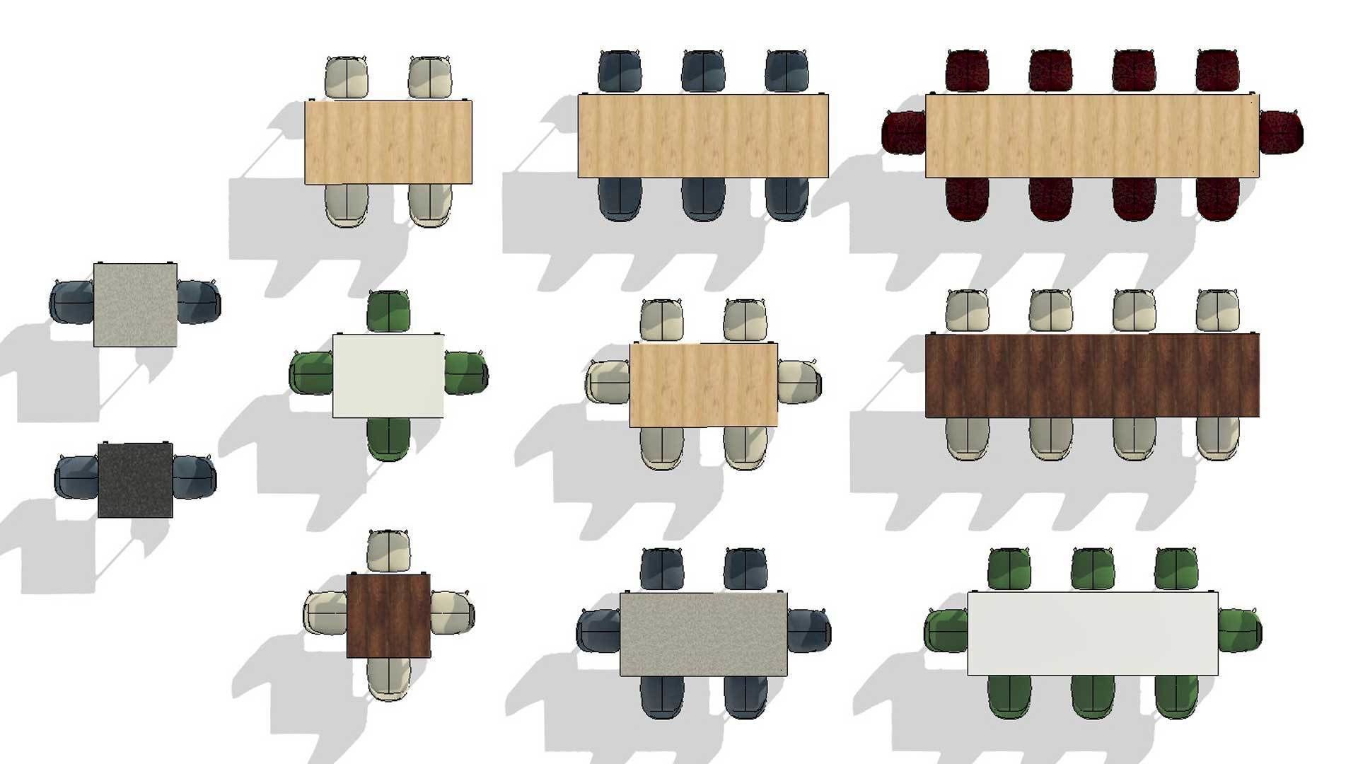 Parametric Revit Multiuse Table Chair Configuration Setup Family 3D model_5