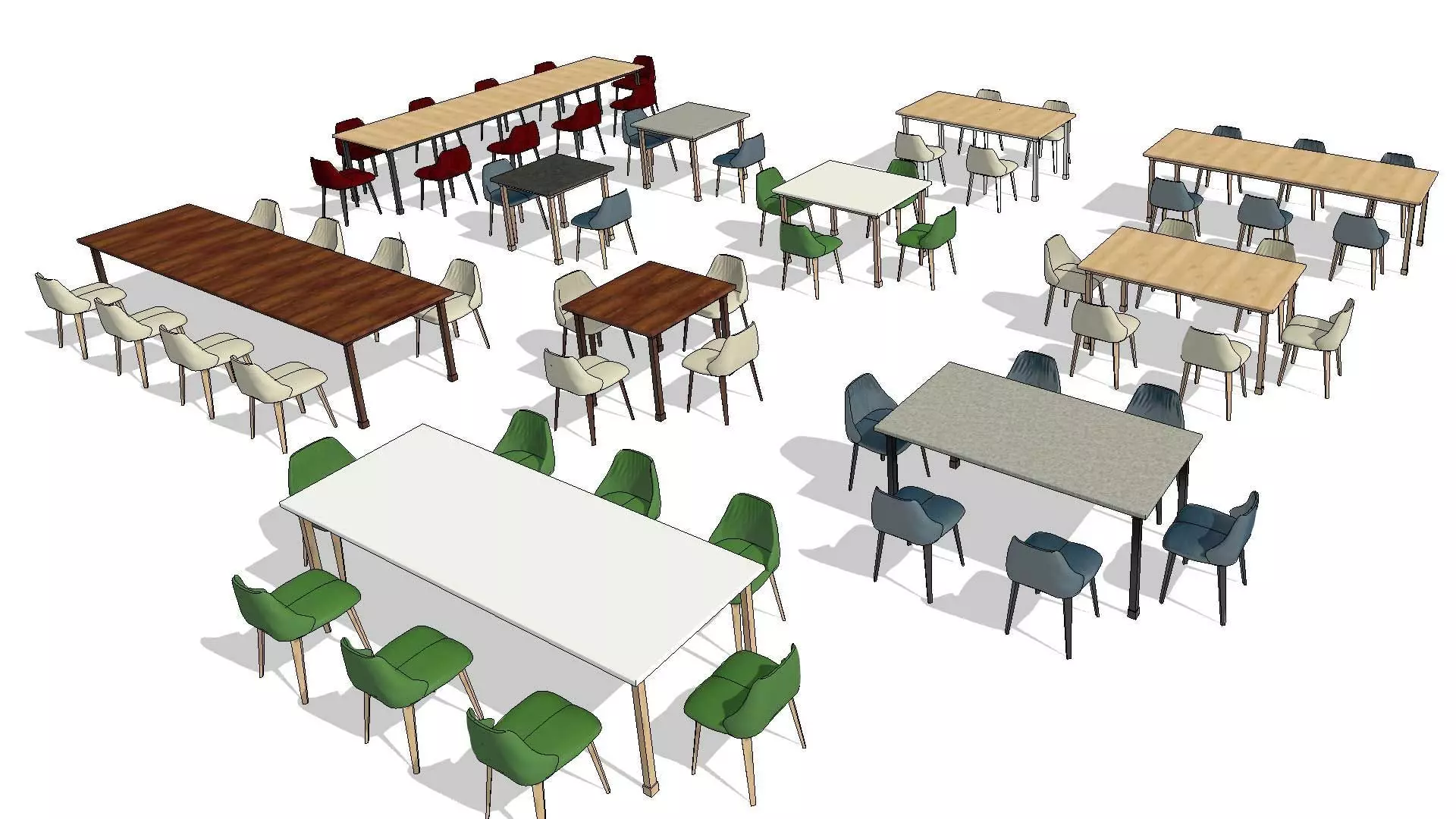 Parametric Revit Multiuse Table Chair Configuration Setup Family 3D model_0