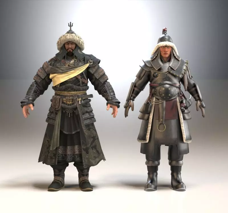 Ancient Asians people Generals soldier Low-poly 3D model
