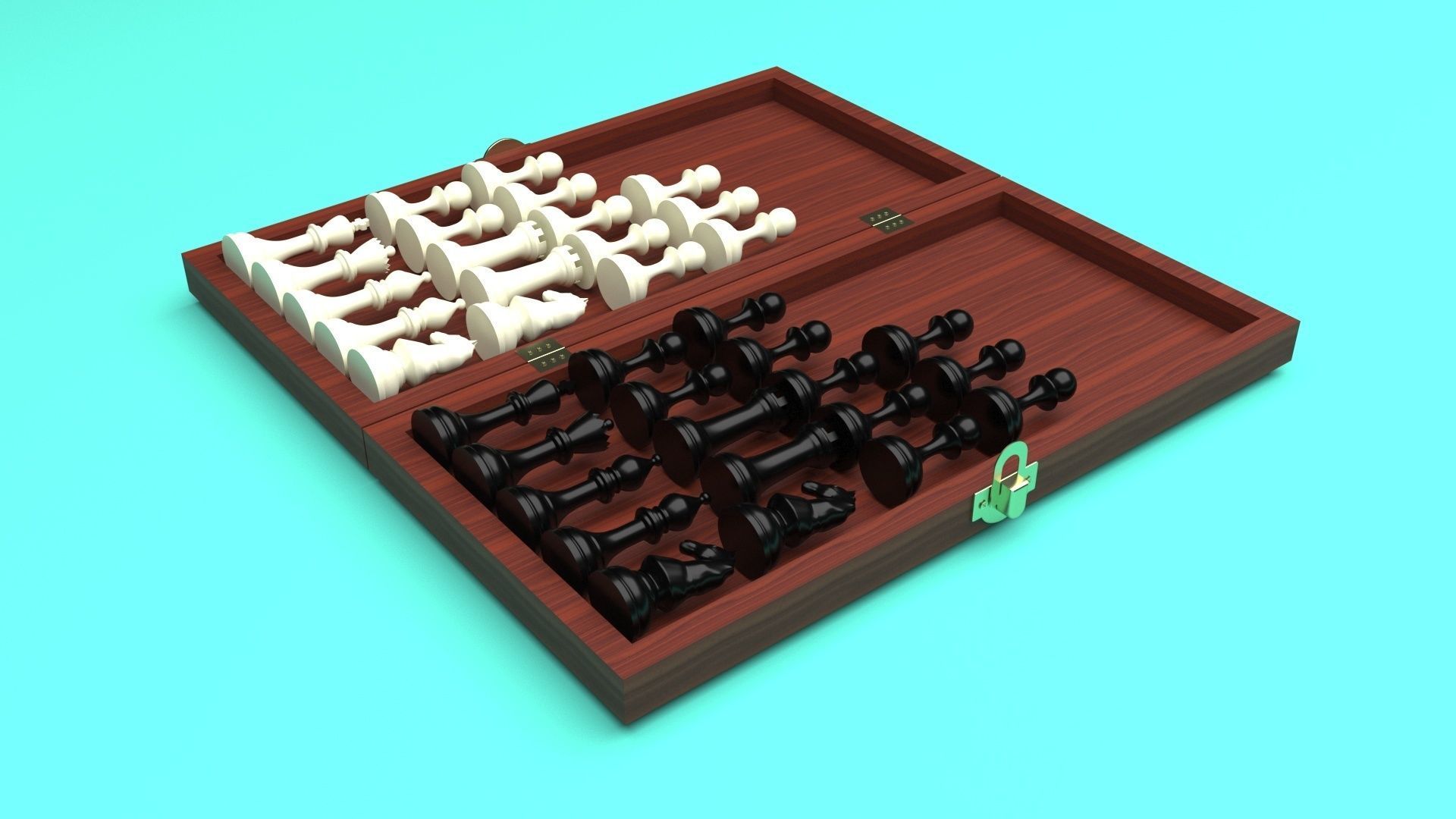 Opened Chess Board Filled With Chess Figures 3D model_18