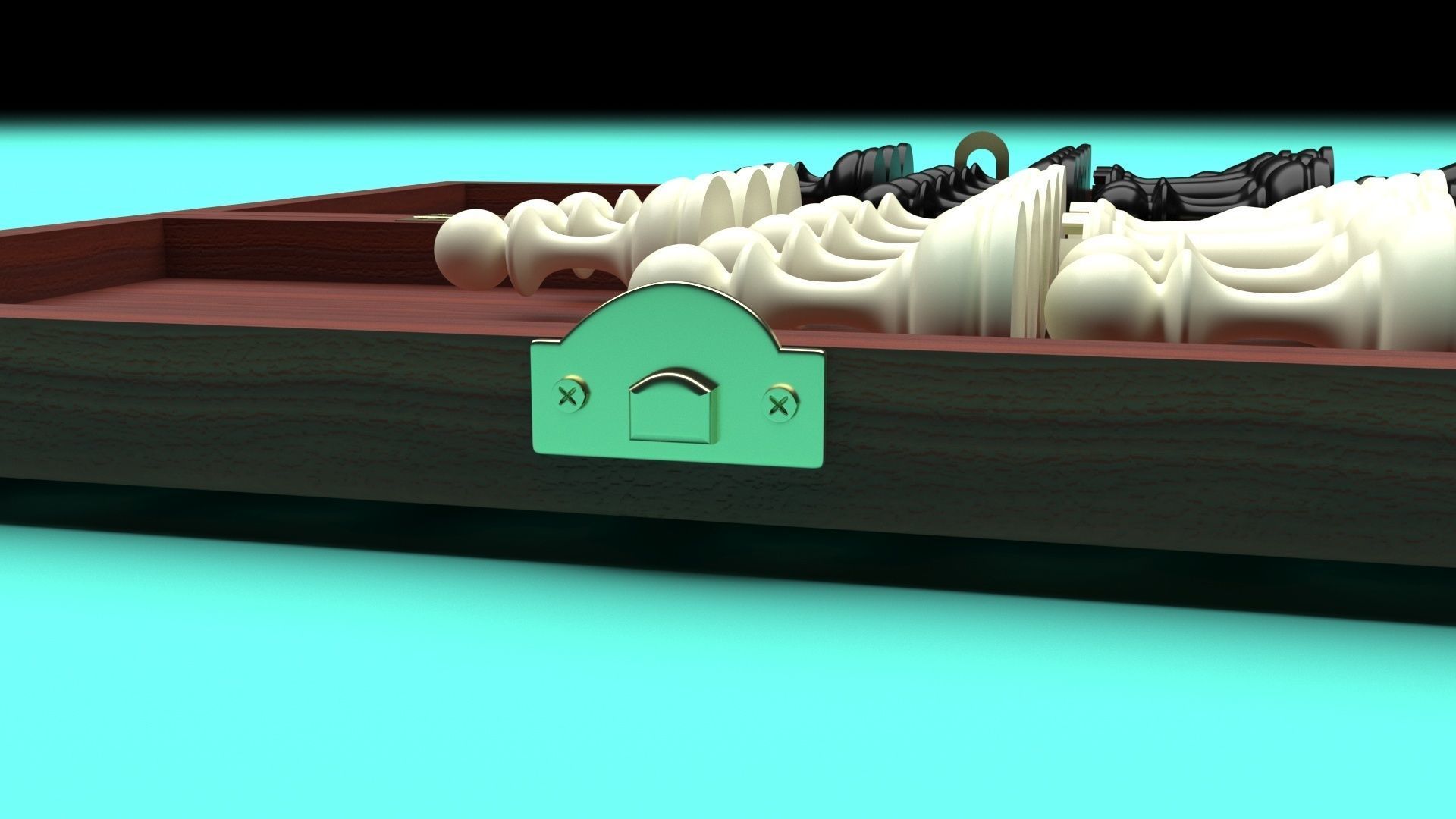 Opened Chess Board Filled With Chess Figures 3D model_22