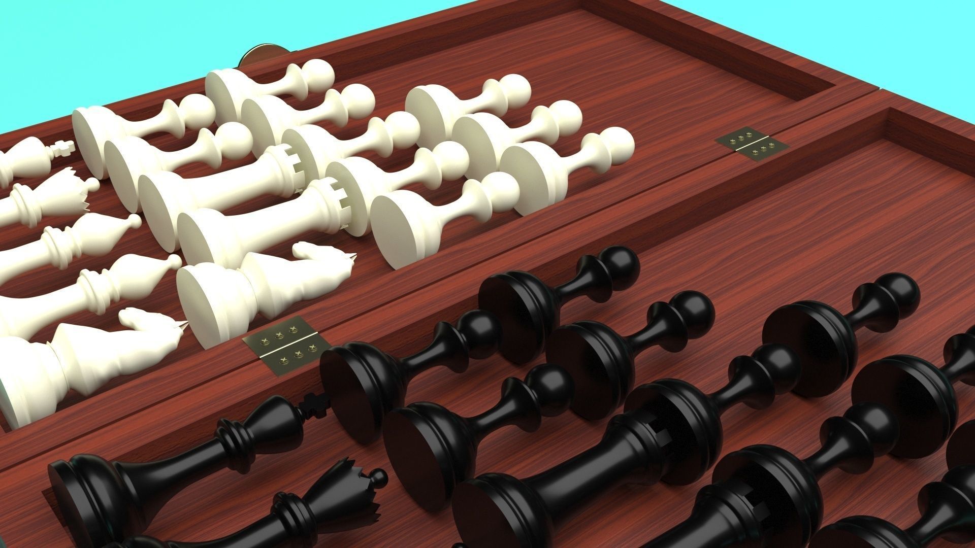 Opened Chess Board Filled With Chess Figures 3D model_19