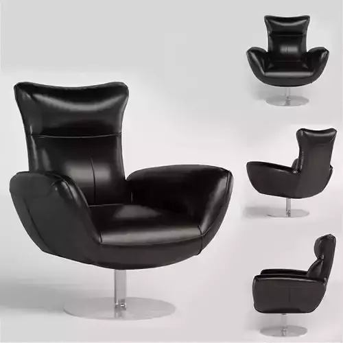 Charlie Contemporary Navy Leather Lounge Chair