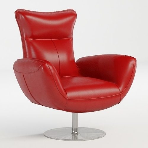 Charlie Contemporary Navy Leather Lounge Chair 3D model 7