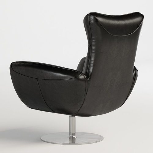 Charlie Contemporary Navy Leather Lounge Chair 3D model 2