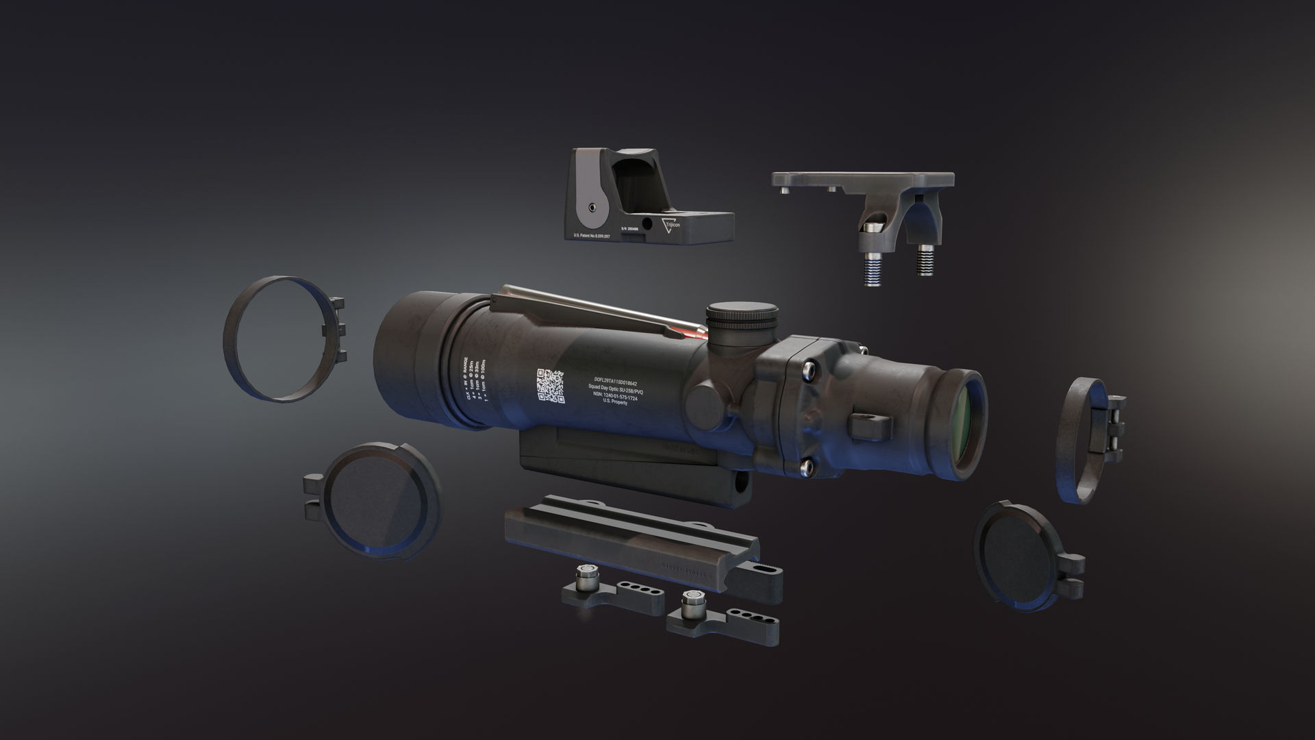 Trijicon TA11SDO Low-poly 3D model_5