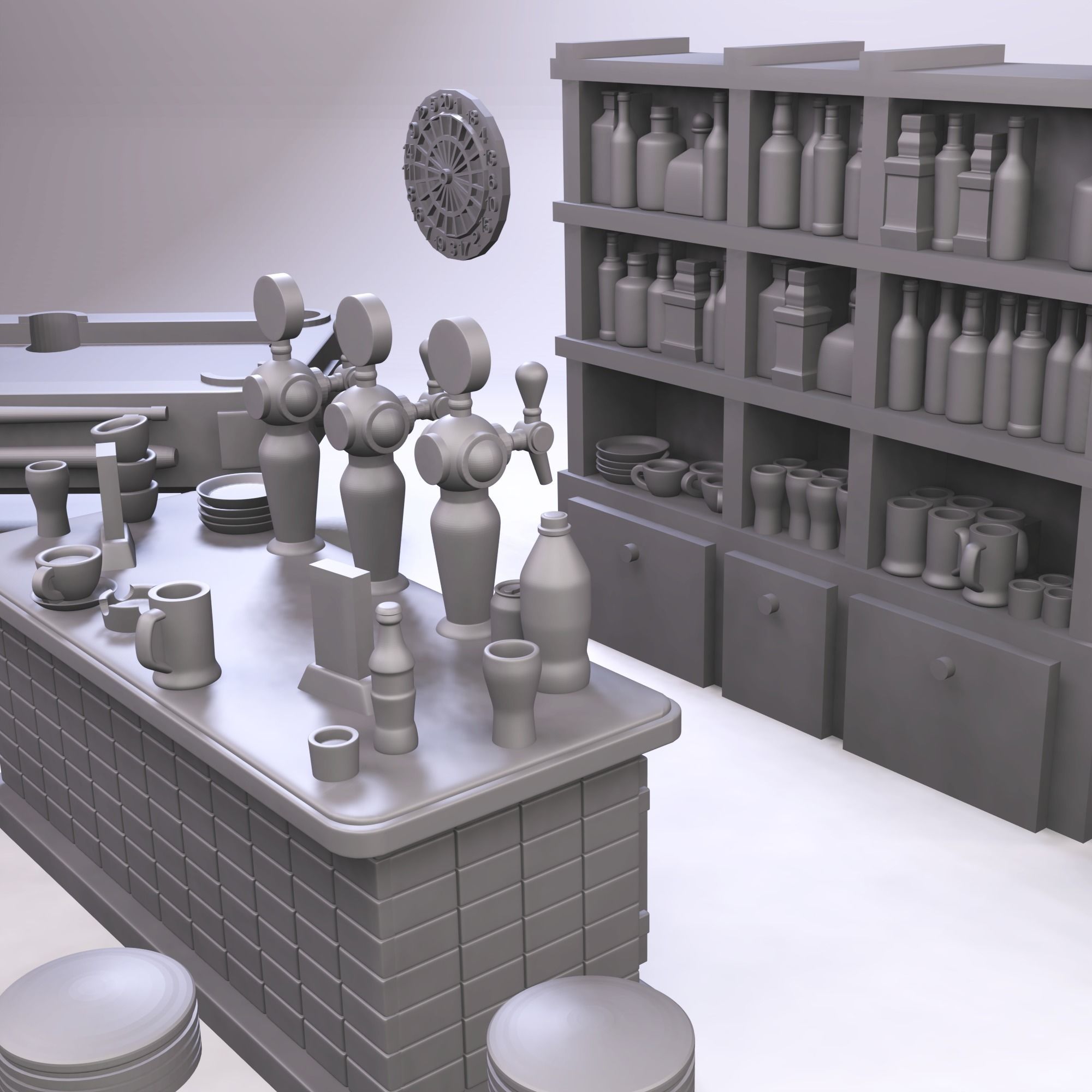 Modern city bar 3D print model_10