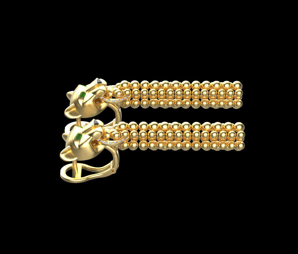 earrings panther 3D print model_15