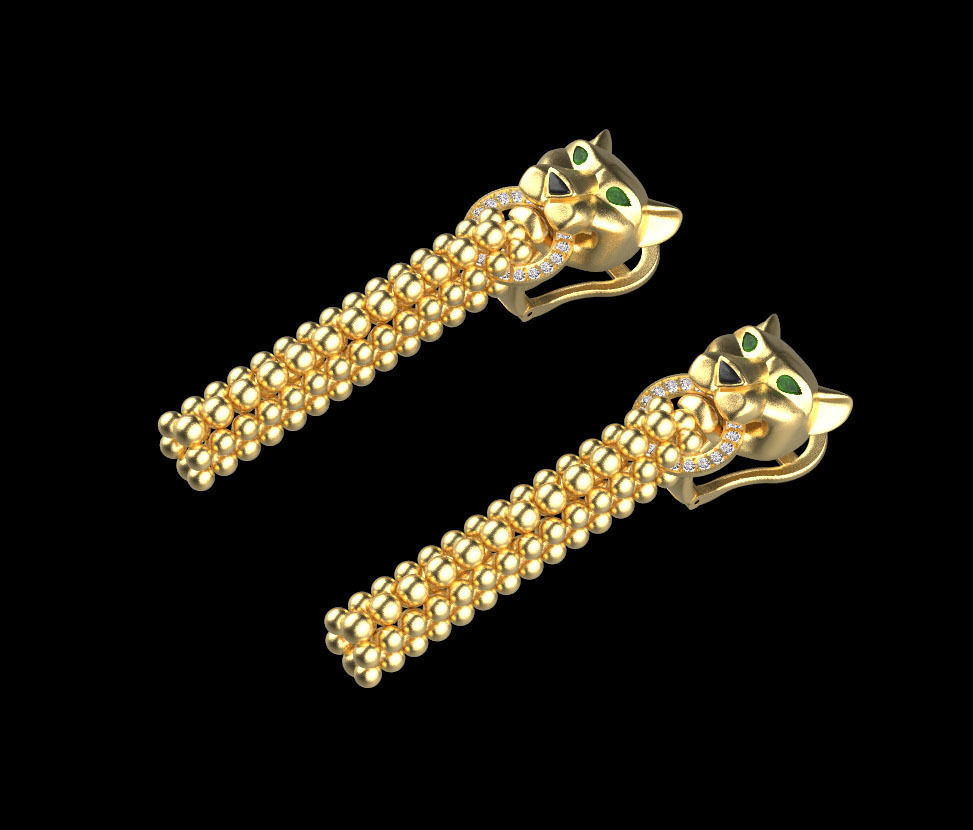 earrings panther 3D print model_17