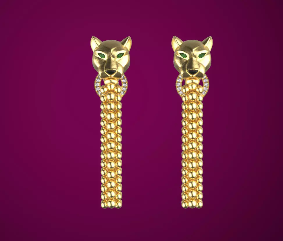 earrings panther 3D print model_0