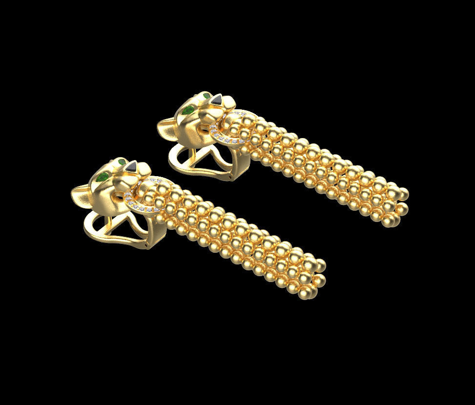 earrings panther 3D print model_6