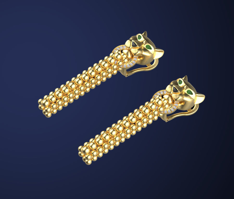 earrings panther 3D print model_14