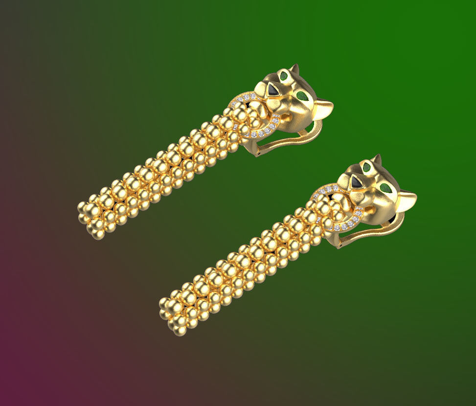 earrings panther 3D print model_9