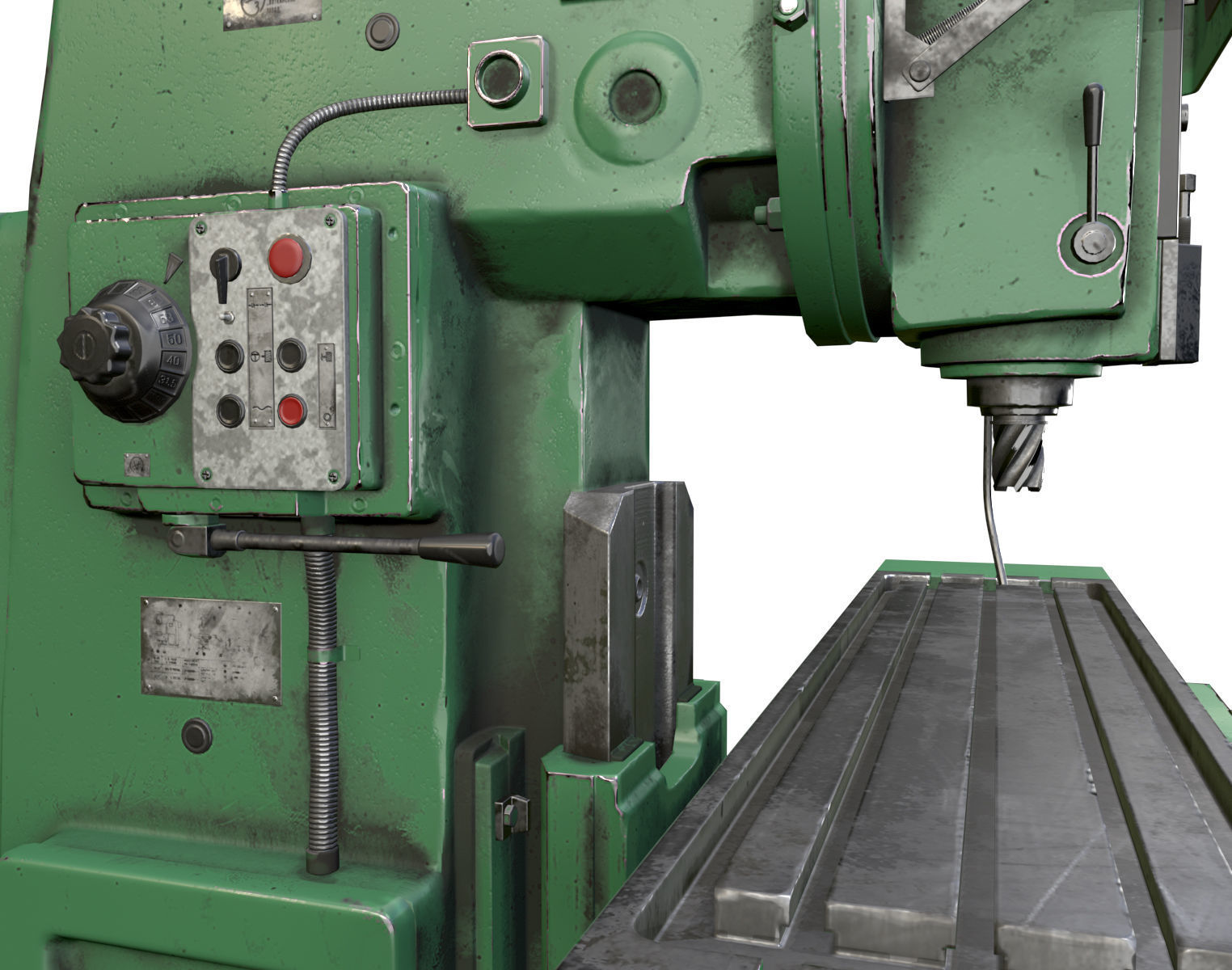 Milling machine Low-poly 3D model_5