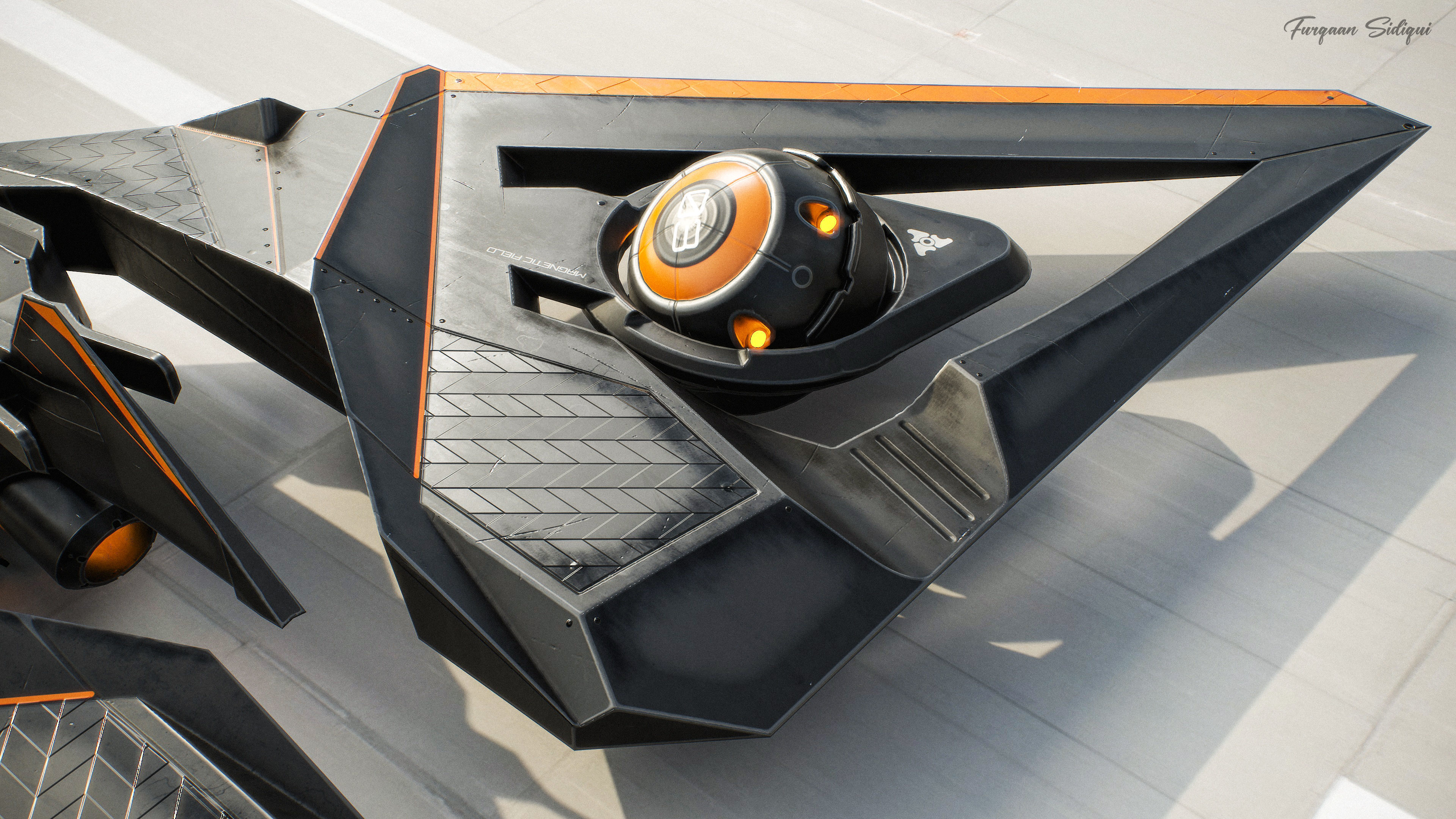 Sci-fi Bomber Drone Spyrow PBR Low-poly 3D model_13