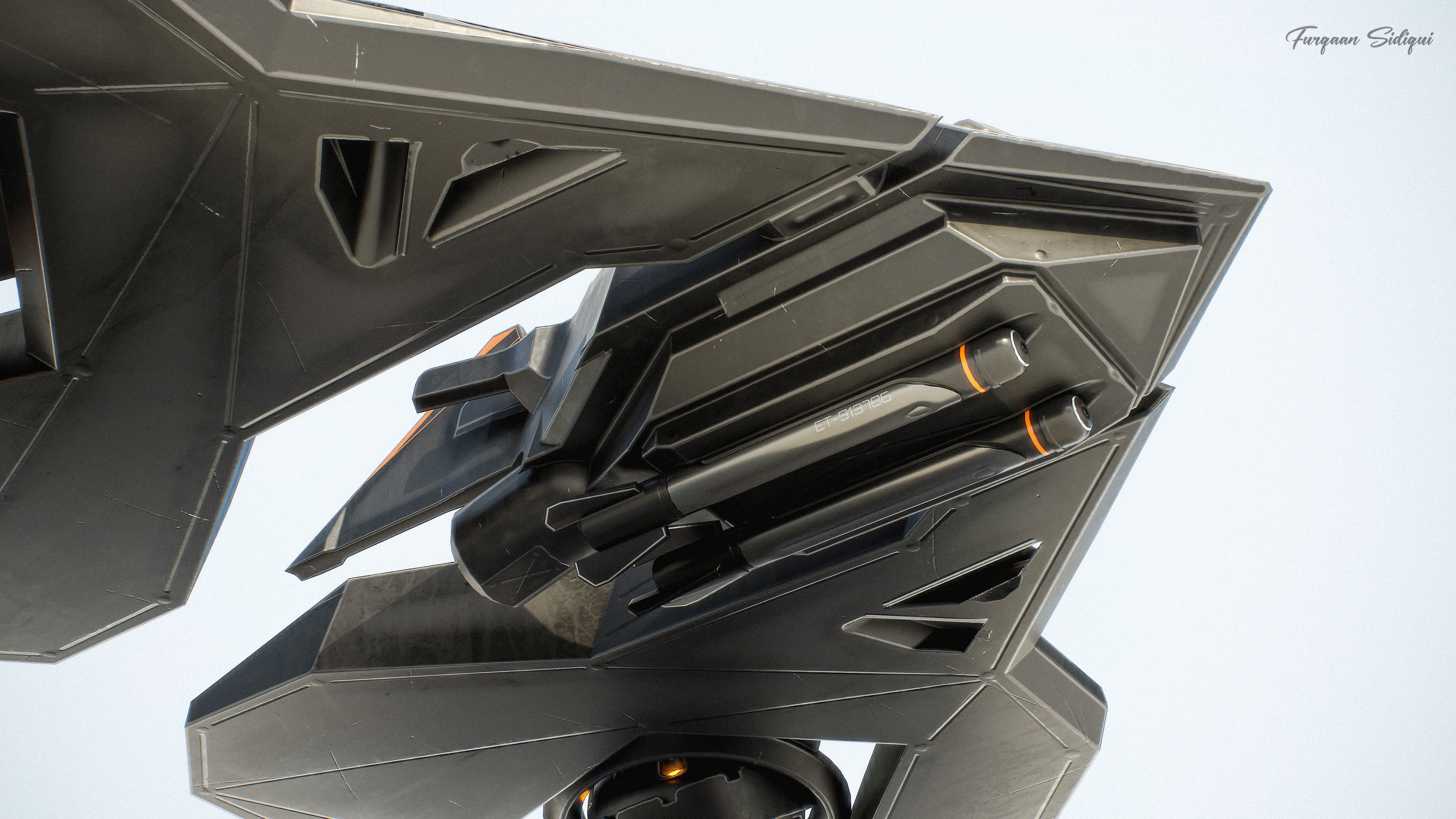 Sci-fi Bomber Drone Spyrow PBR Low-poly 3D model_2