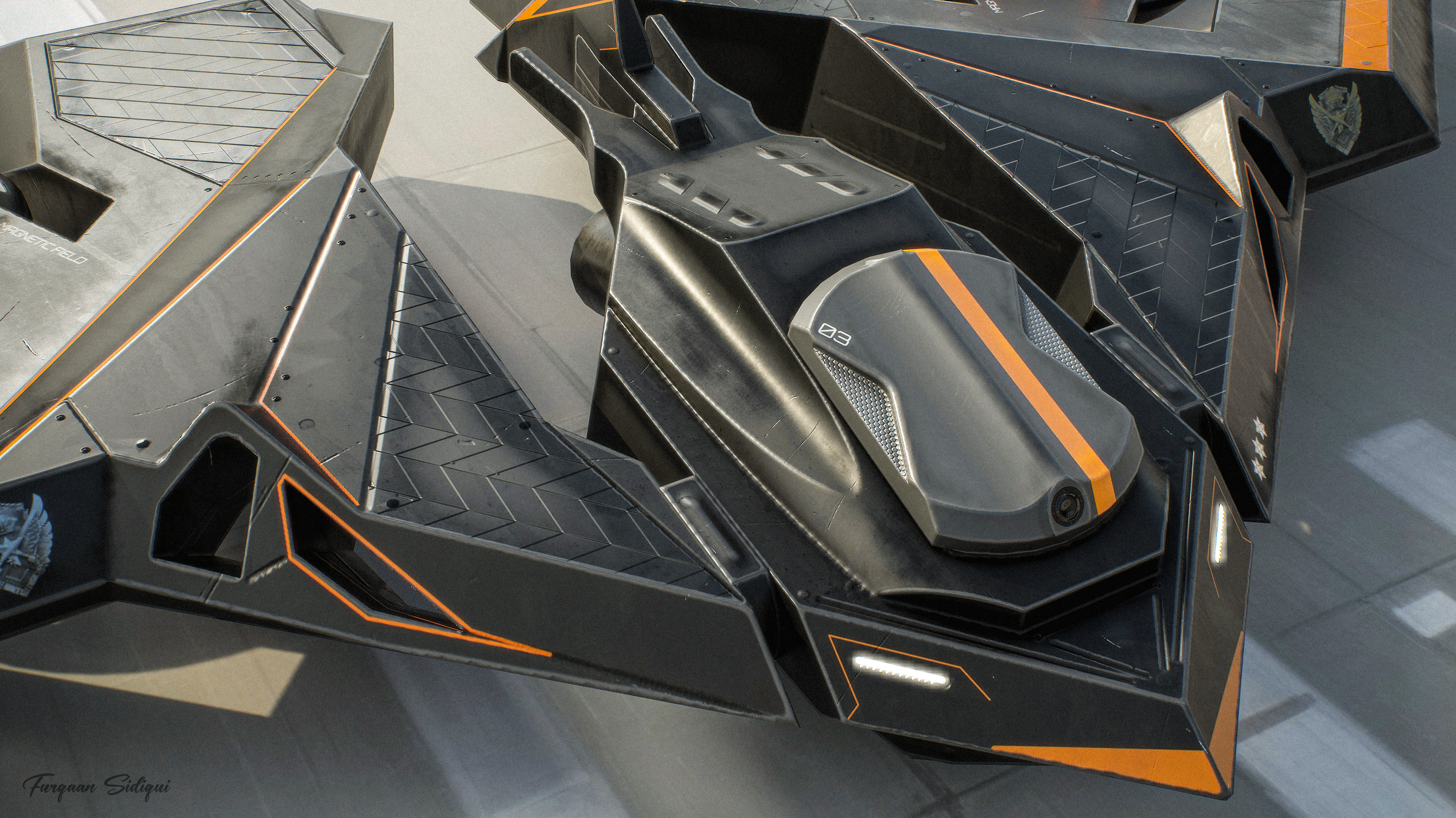 Sci-fi Bomber Drone Spyrow PBR Low-poly 3D model_9