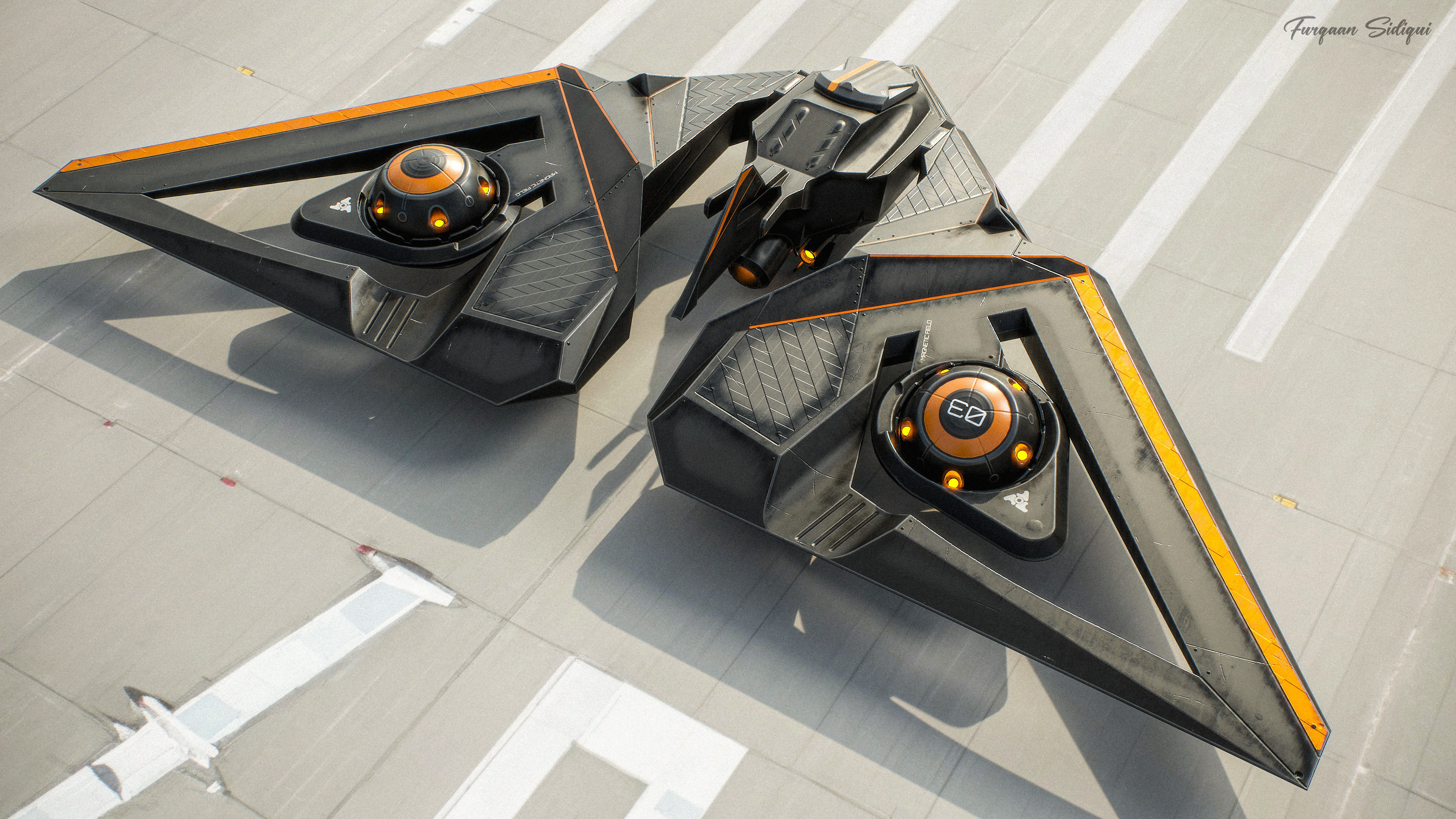 Sci-fi Bomber Drone Spyrow PBR Low-poly 3D model_7