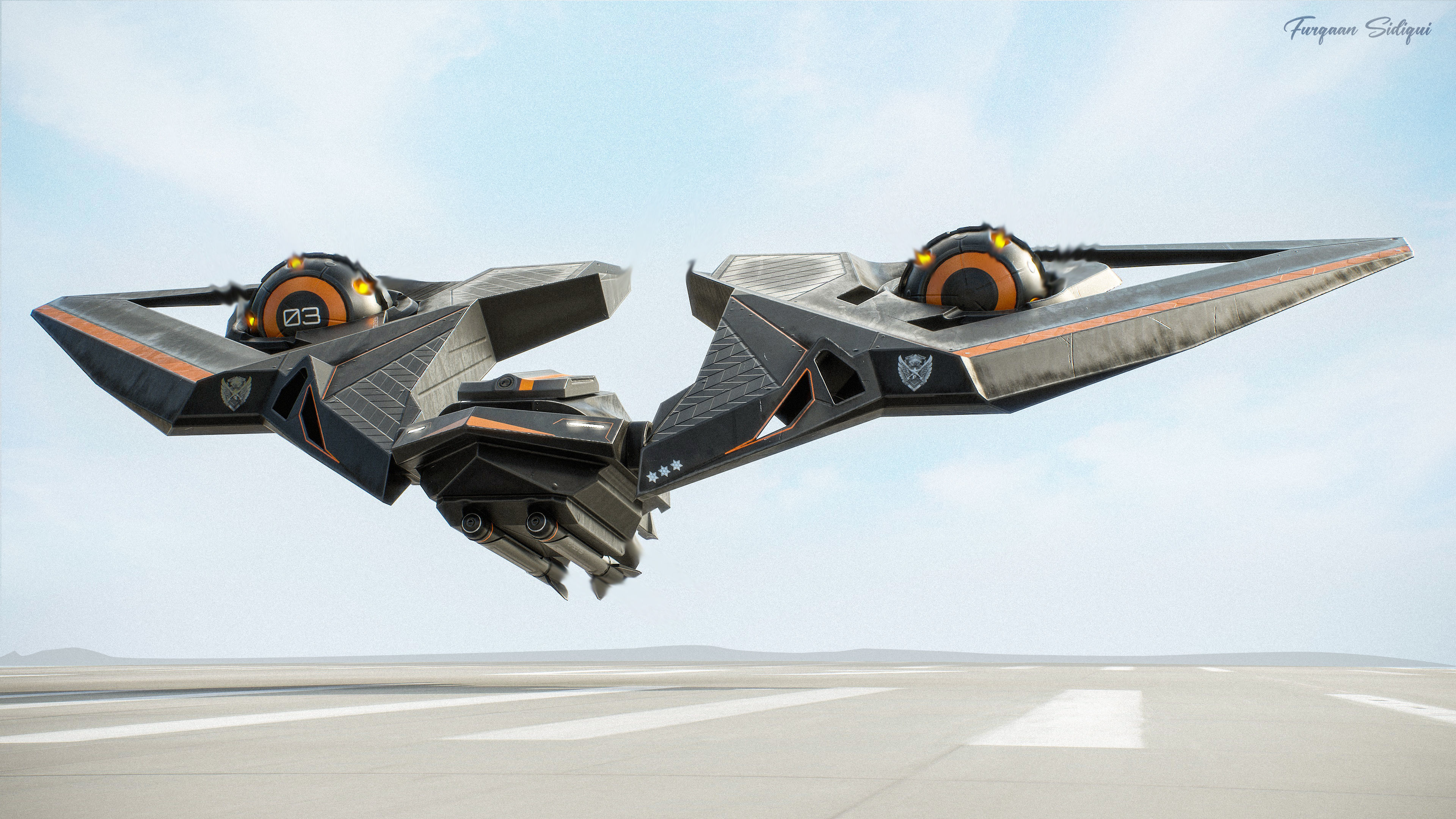 Sci-fi Bomber Drone Spyrow PBR Low-poly 3D model_11