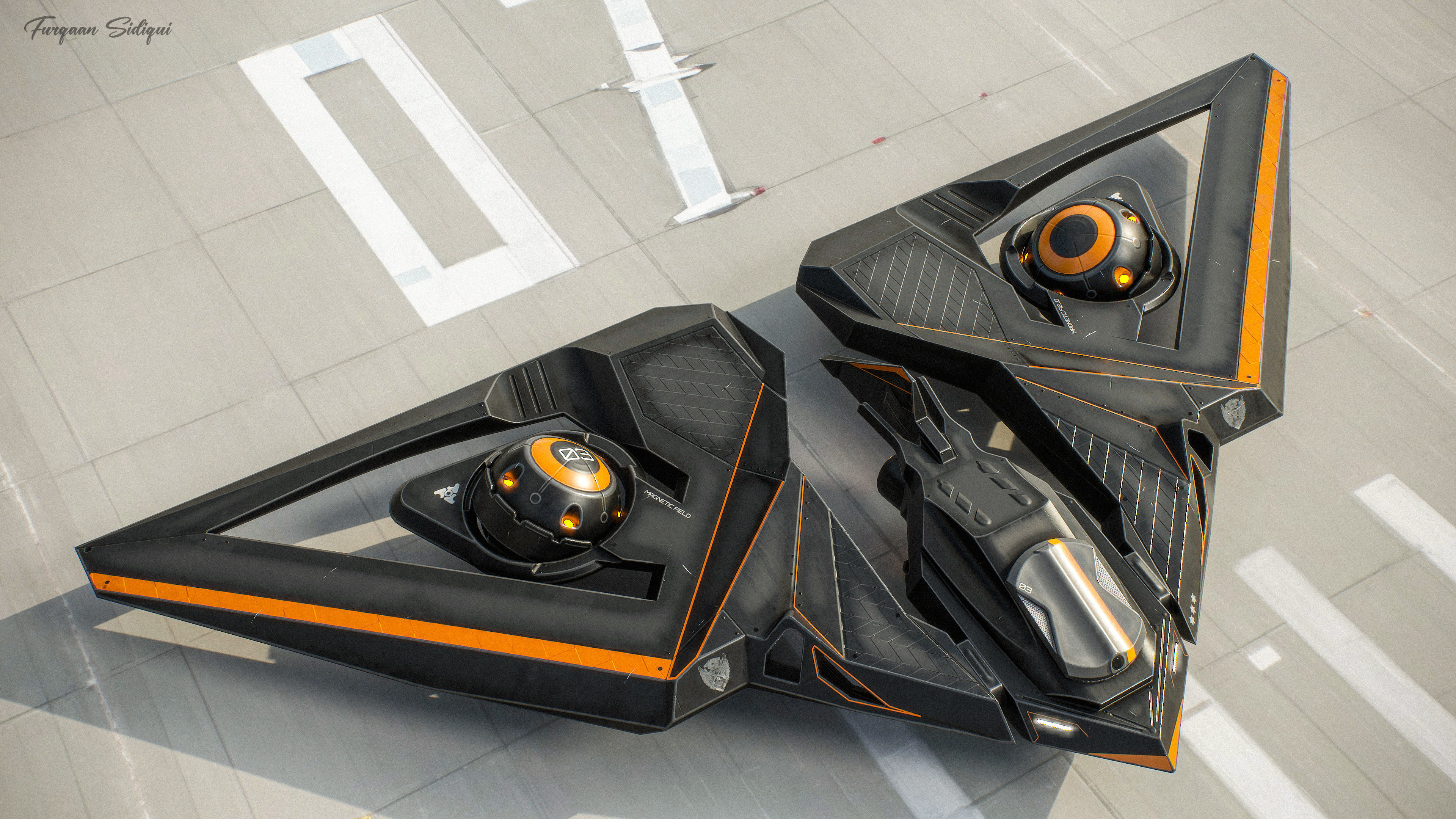 Sci-fi Bomber Drone Spyrow PBR Low-poly 3D model_8