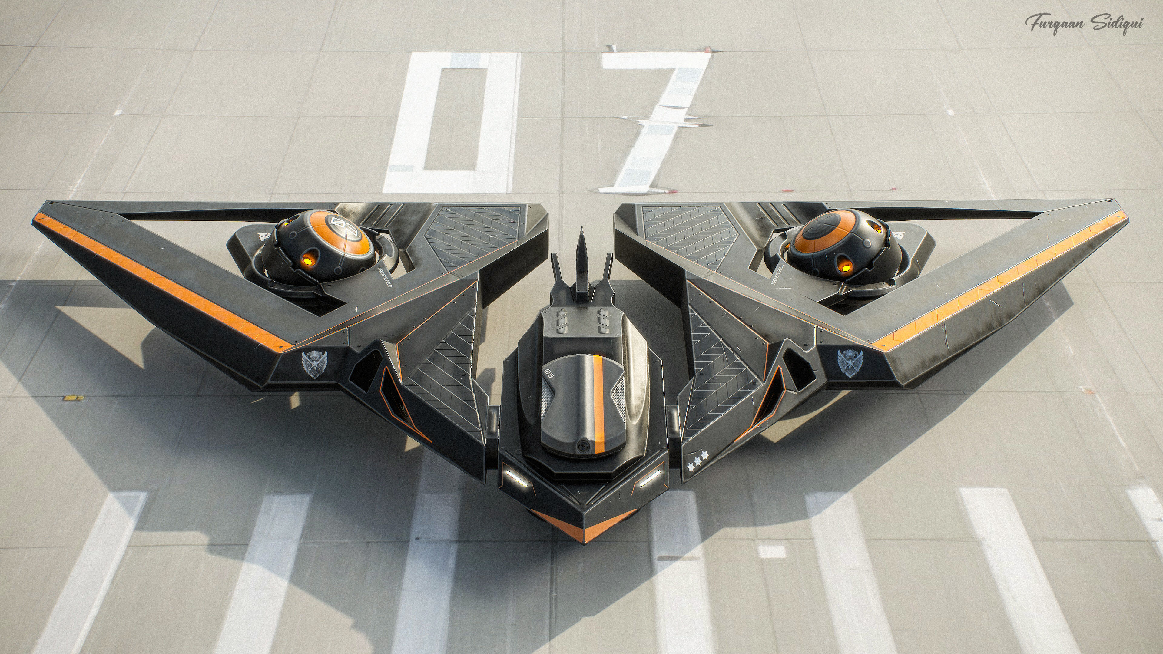 Sci-fi Bomber Drone Spyrow PBR Low-poly 3D model_10