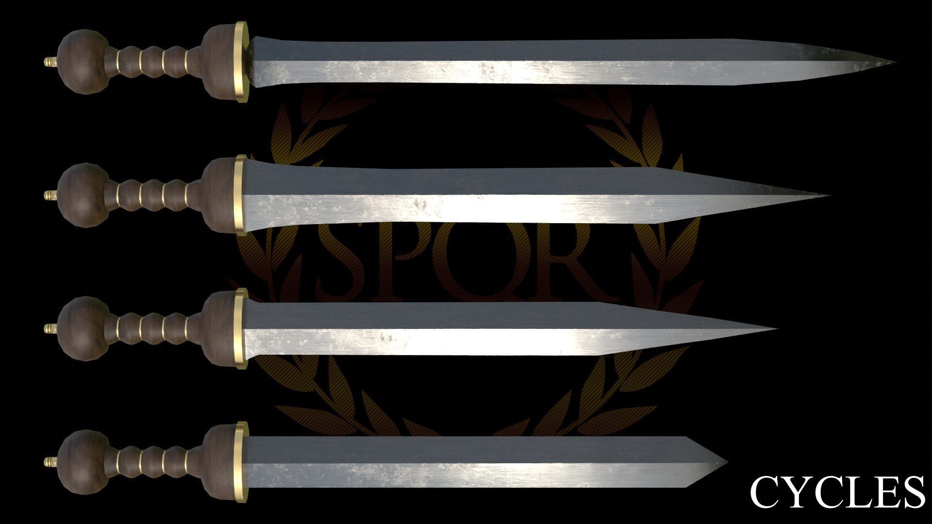 Roman Legionary Sword Gladius Low-poly 3D model_1