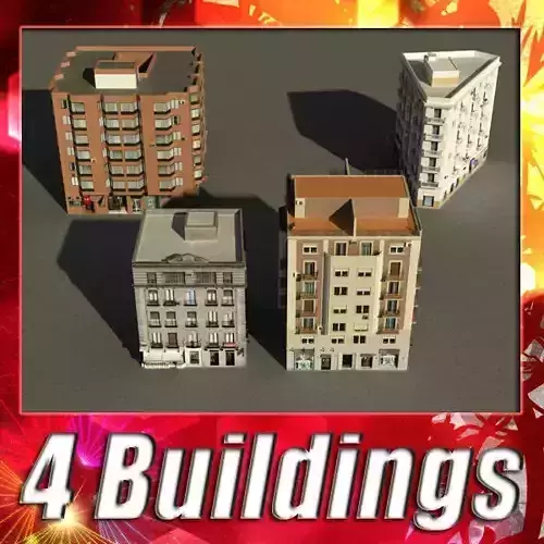 Building Collection 5-8 Low-poly 3D model