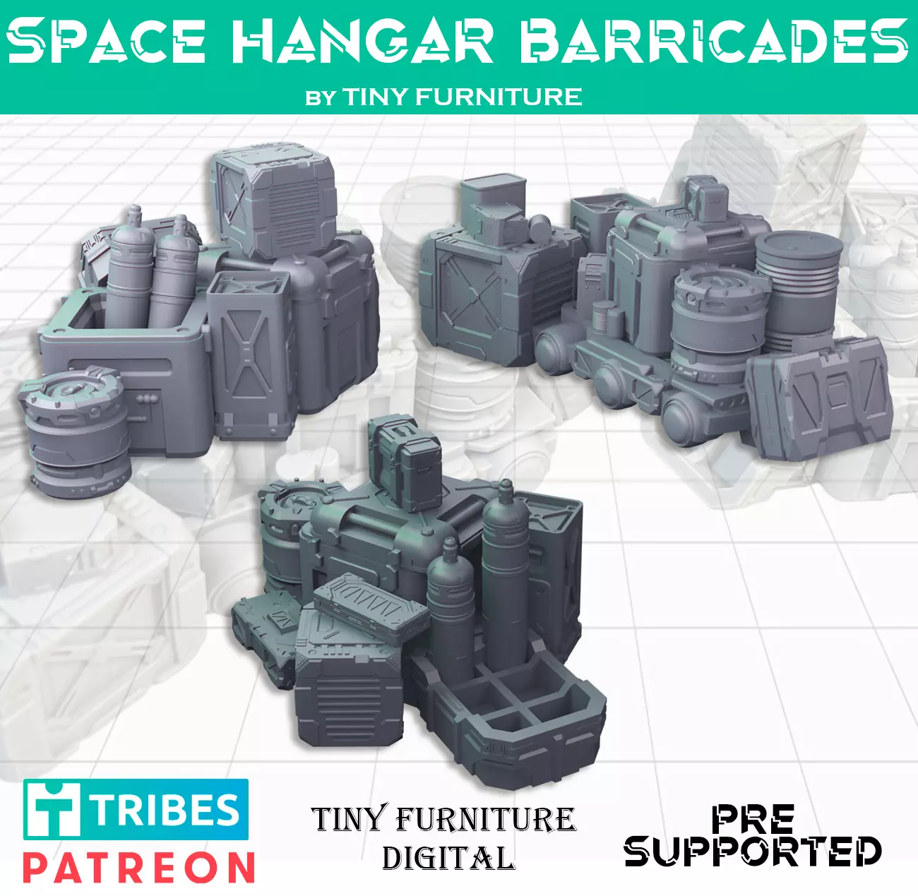 Space hangar barricades 3D print model_0