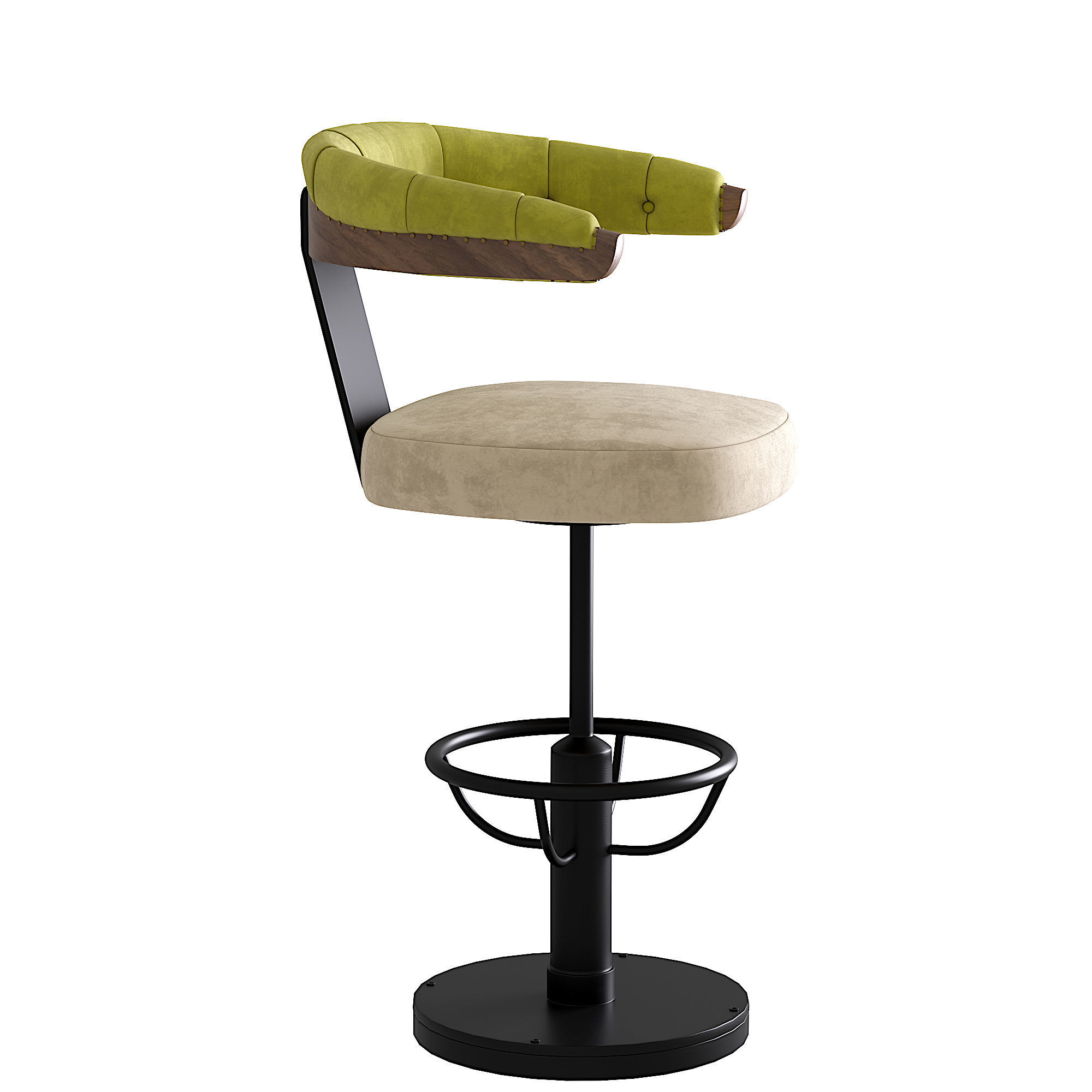 Bar Stool Low-poly 3D model_4