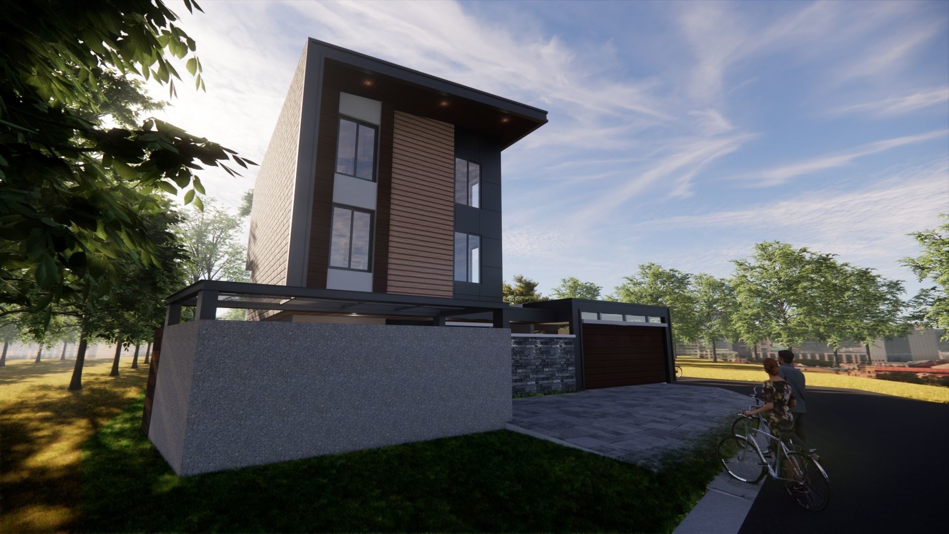 Modern One Family House 3D model_4