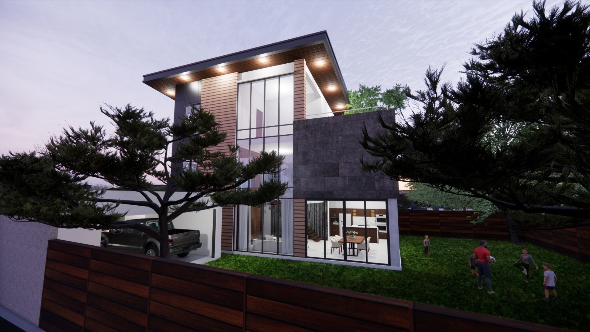 Modern One Family House 3D model_2