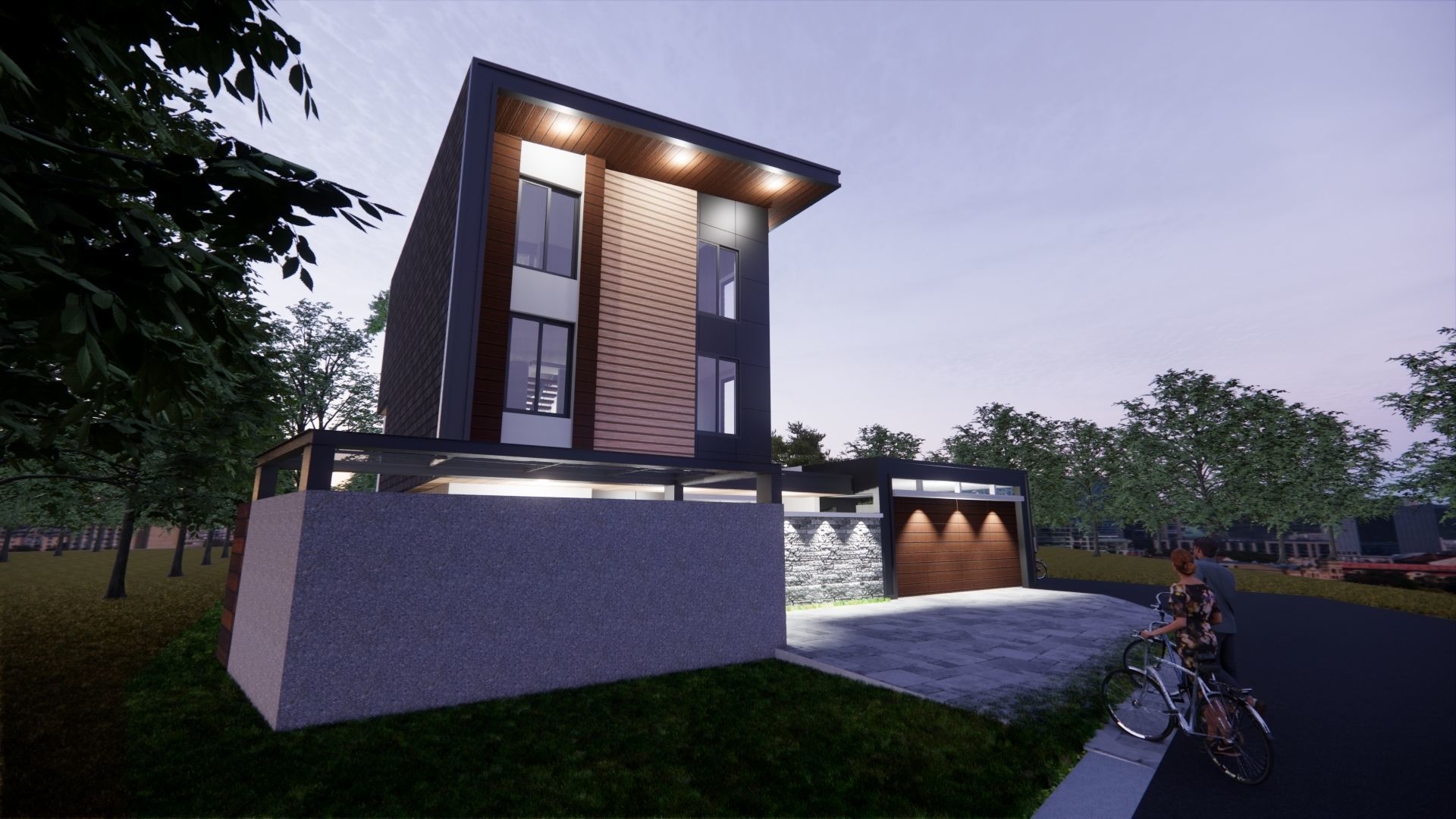 Modern One Family House 3D model_5