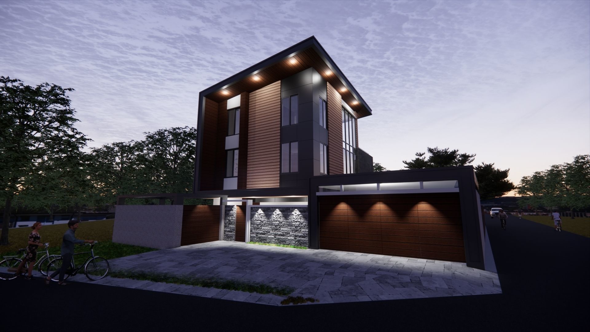 Modern One Family House 3D model_1
