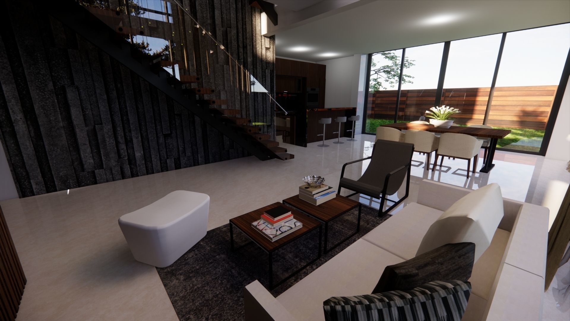 Modern One Family House 3D model_8