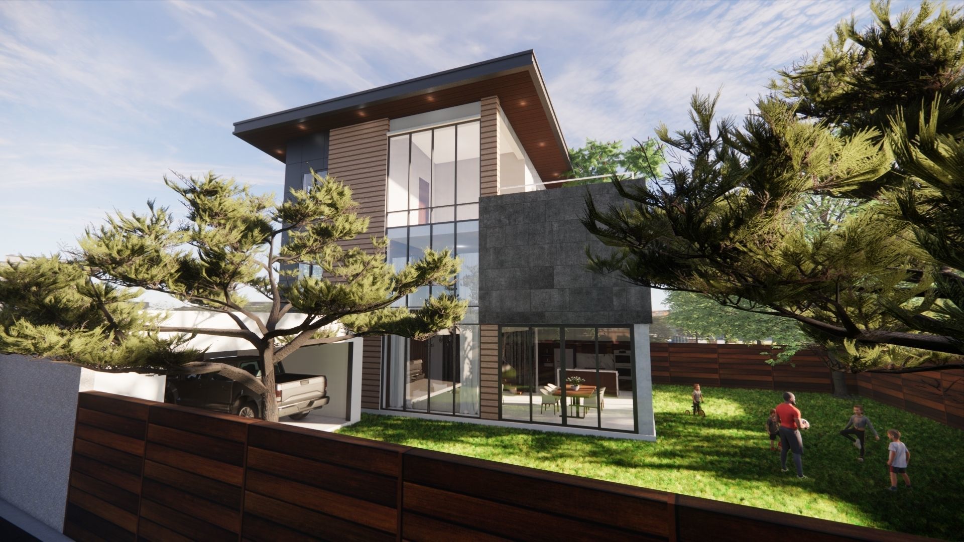 Modern One Family House 3D model_3