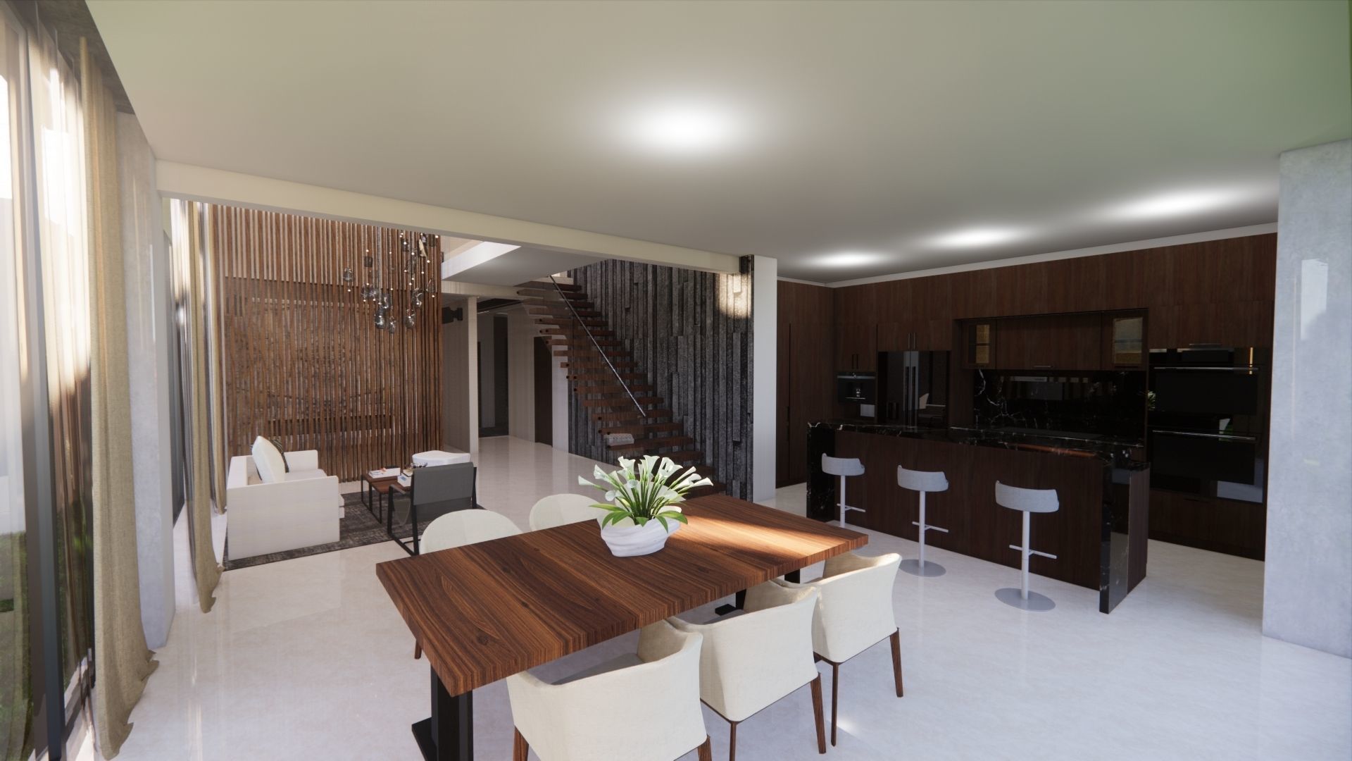 Modern One Family House 3D model_9