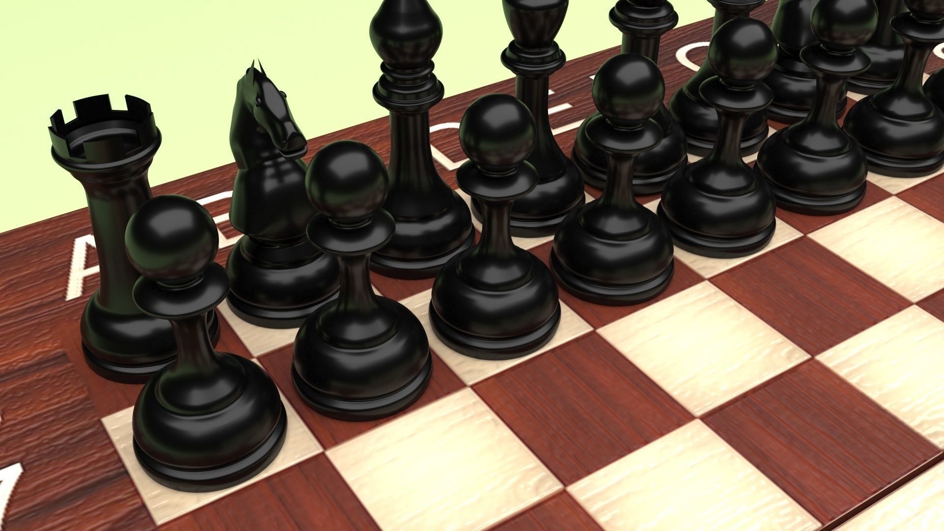Chess Figures On Chess Board 3D model_25