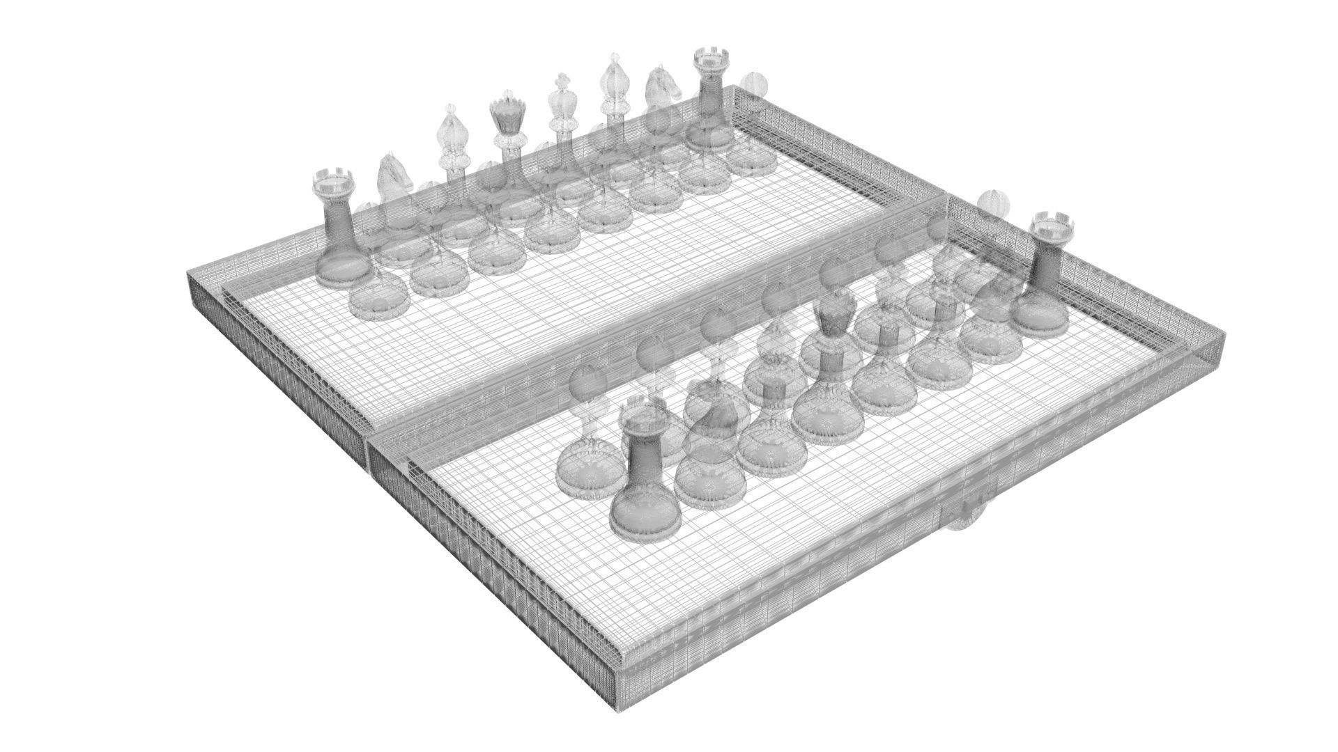 Chess Figures On Chess Board 3D model_16