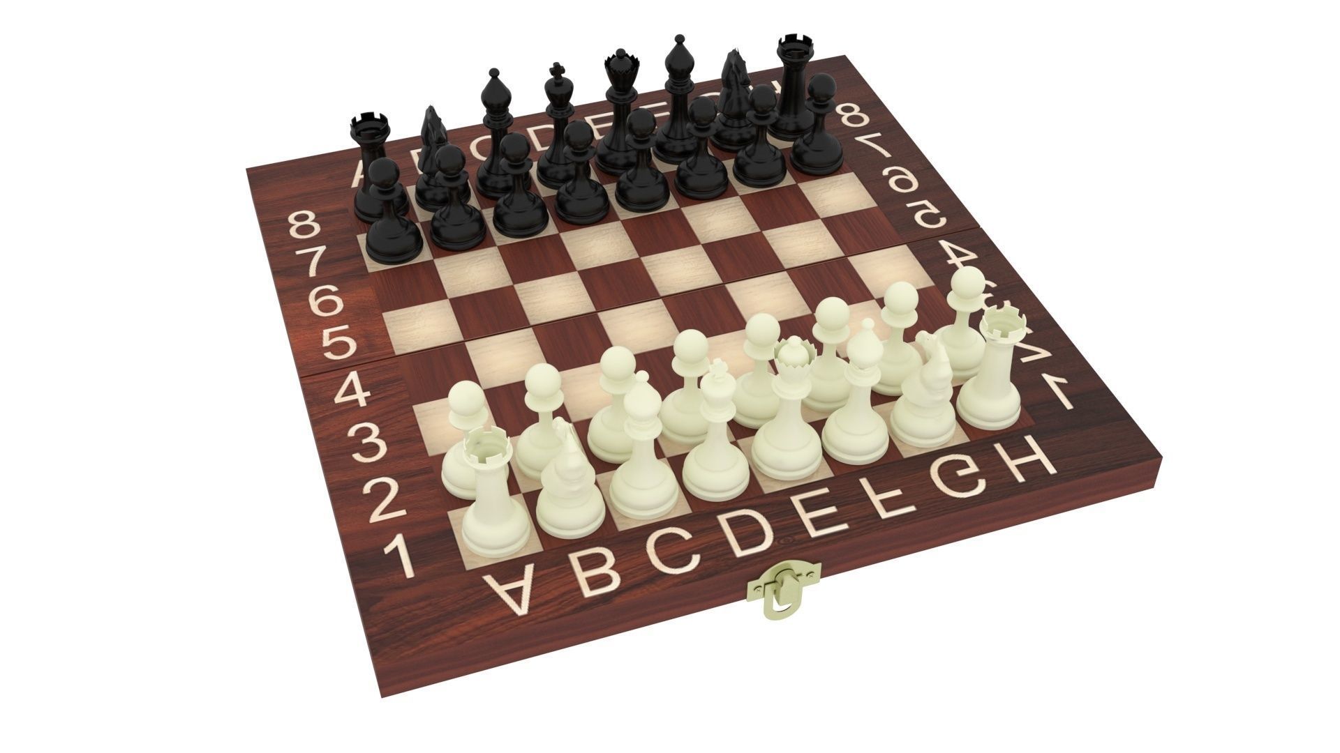 Chess Figures On Chess Board 3D model_4