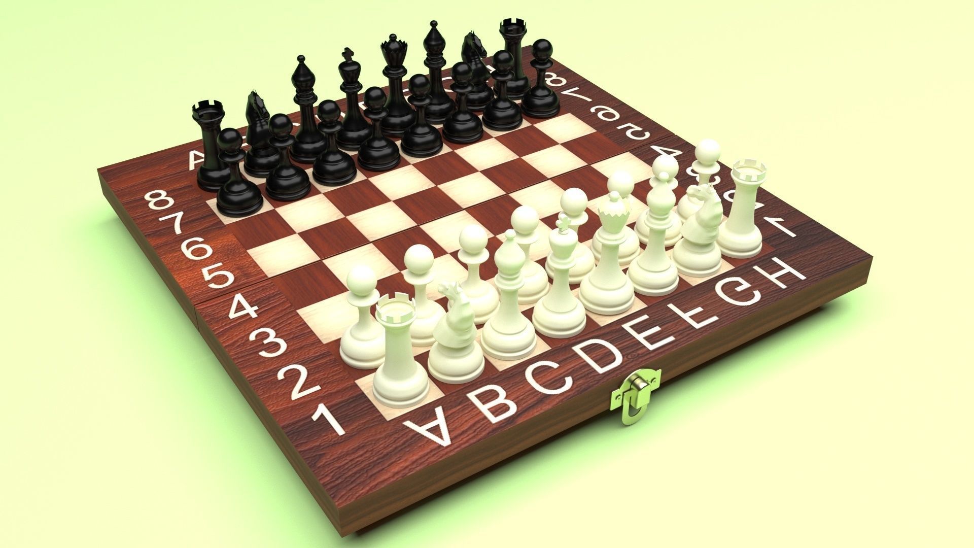 Chess Figures On Chess Board 3D model_24
