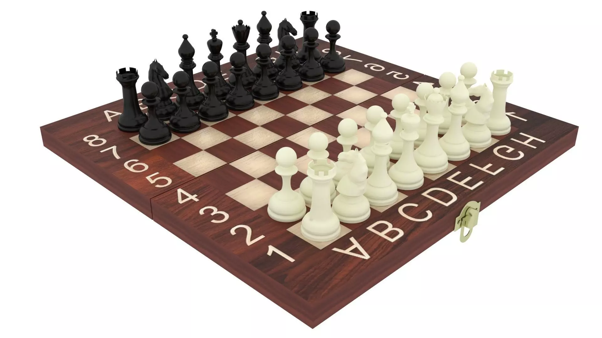 Chess Figures On Chess Board 3D model_0