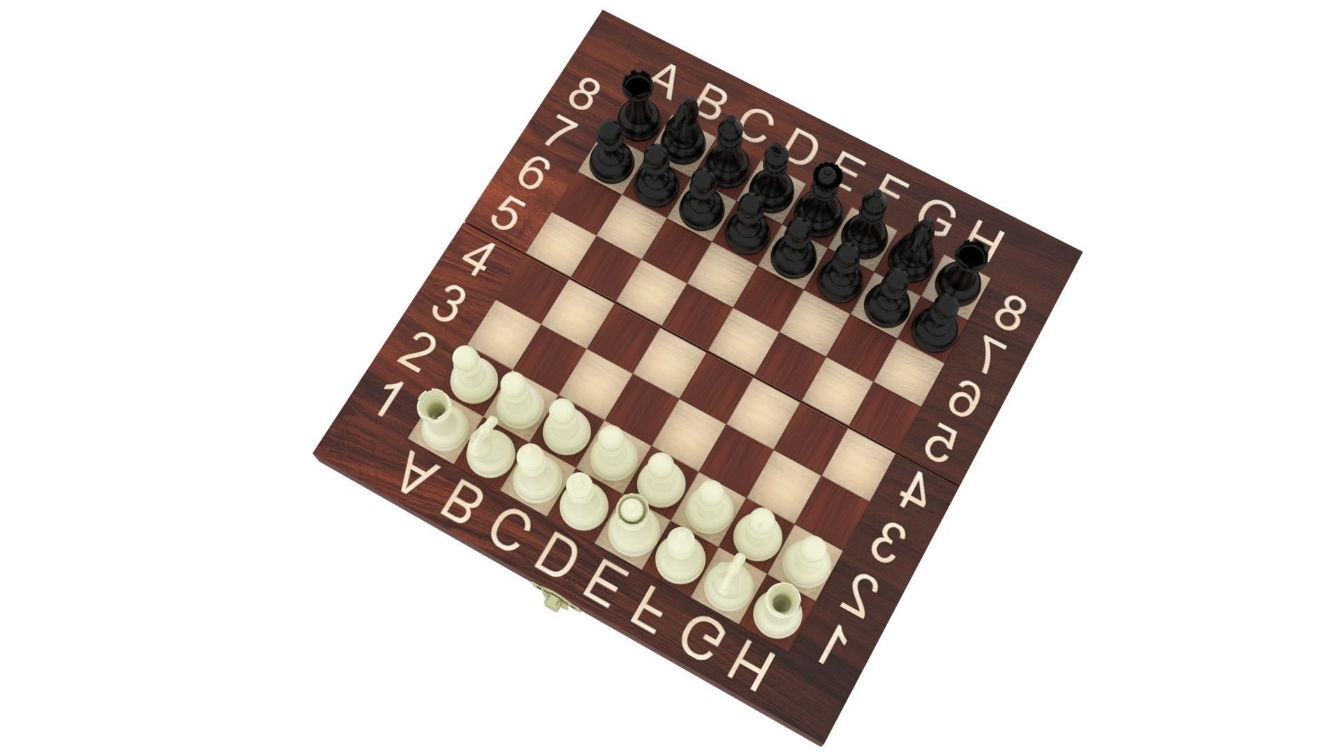 Chess Figures On Chess Board 3D model_1