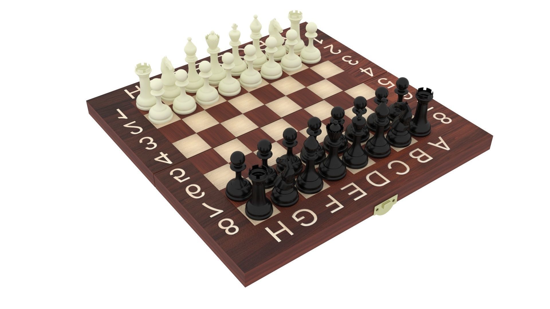 Chess Figures On Chess Board 3D model_2