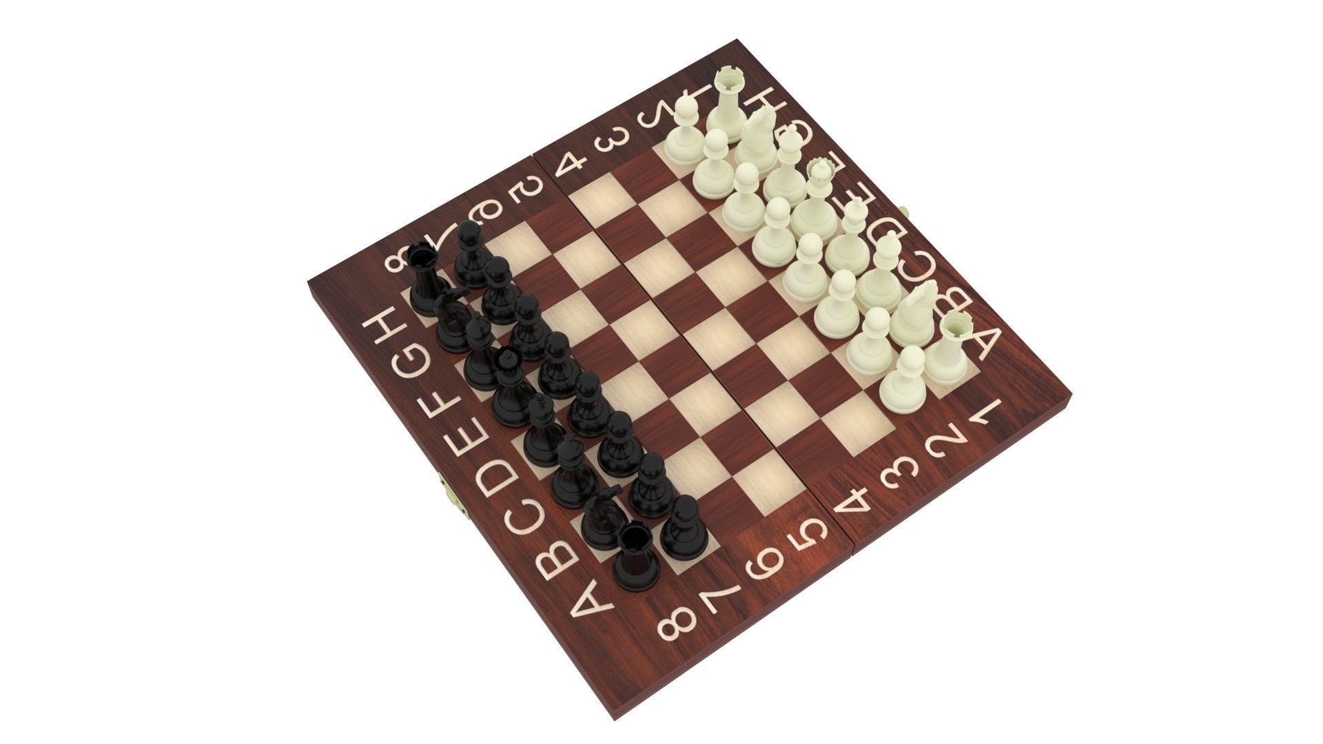 Chess Figures On Chess Board 3D model_3