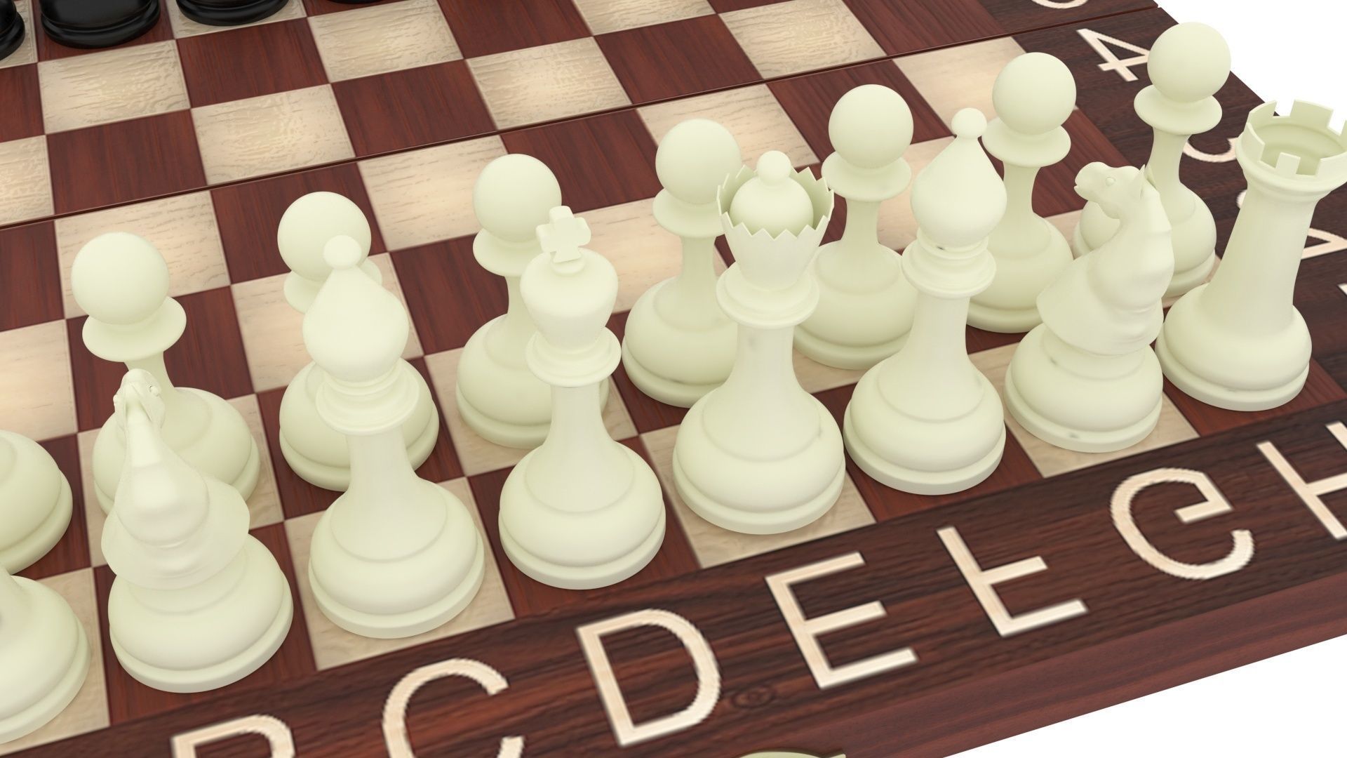 Chess Figures On Chess Board 3D model_5