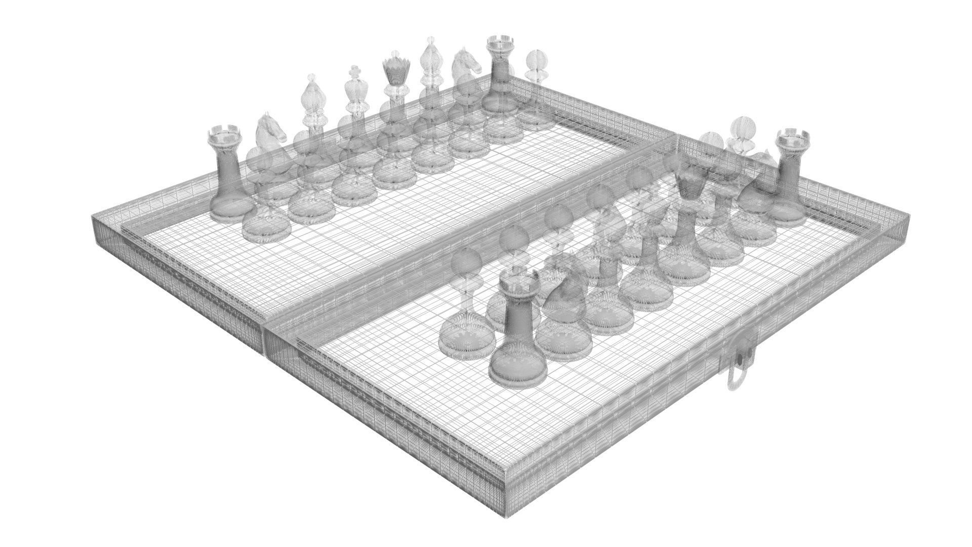 Chess Figures On Chess Board 3D model_14
