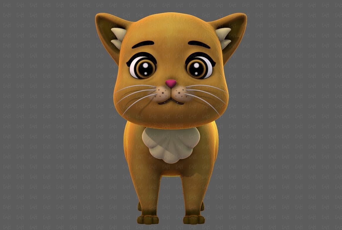 Cat Cartoon V05 Low-poly 3D model_1